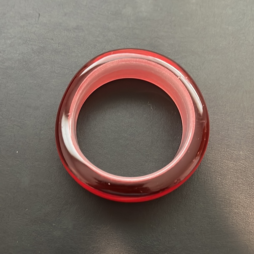 Vintage Plastic Bangle Bracelet, Red, Translucent, White, Retro, Boho - Picture 8 of 9